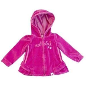 ADIDAS 6/9 Months Pink Velour Full Zip Hoodie